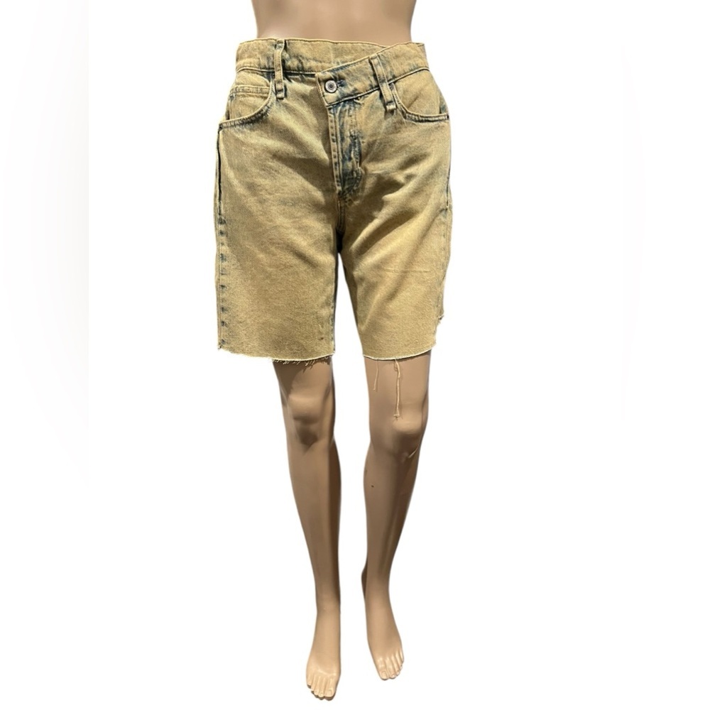 Free People We The Free Boomerang Womens Long Shorts High rise Raw Hem Size 24 - Picture 2 of 16